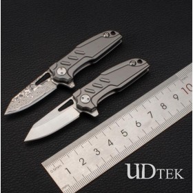 Titanium alloy mini D2 forged steel and Damascus material keychain no logo knife UD19023 
